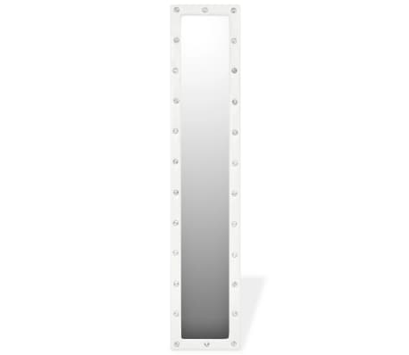 vidaXL Miroir sur pied Cuir artificiel 30 x 150 cm Blanc brillant