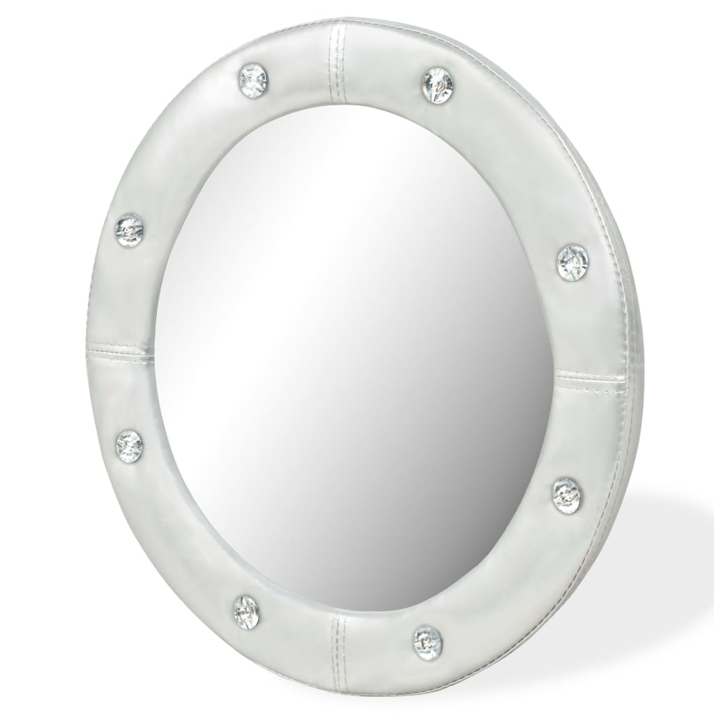 

vidaXL Wandspiegel 40 cm kunstleer glanzend zilver