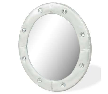 vidaXL Miroir mural Cuir artificiel 40 cm Argenté brillant