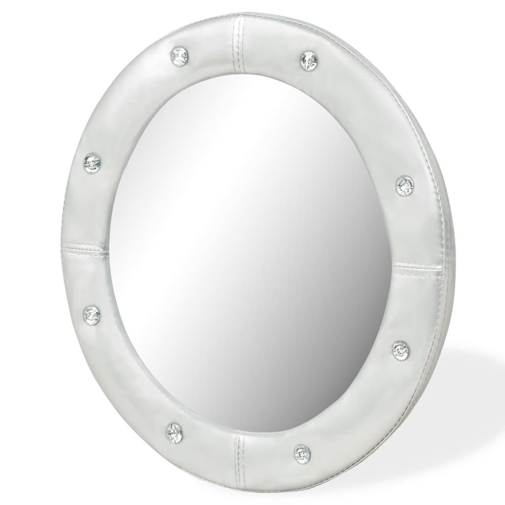 

vidaXL Wandspiegel 60 cm kunstleer glanzend zilver