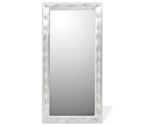 vidaXL Stensko ogledalo umetno usnje 60x120 cm sijoče srebrne barve