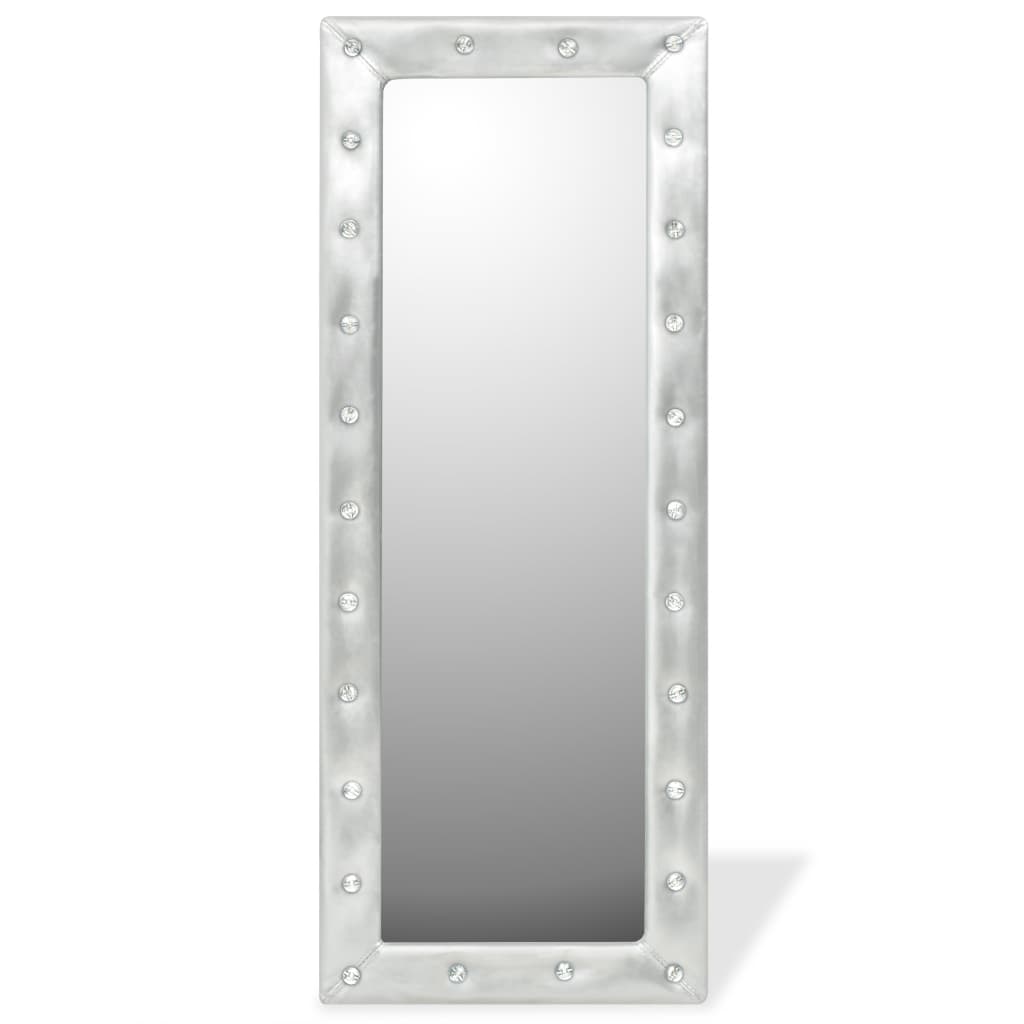 vidaXL Wall Mirror Artificial Leather 50x140 cm Glossy Silver