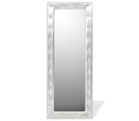 vidaXL Wall Mirror Artificial Leather 50x140 cm Glossy Silver