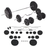 vidaXL Conjunto de barras e halteres 90 Kg