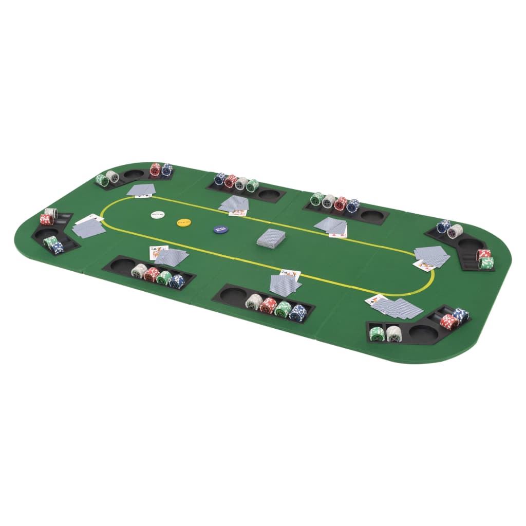 vidaXL Superficie de póker 8 jugadores plegable en 4 rectangular verde