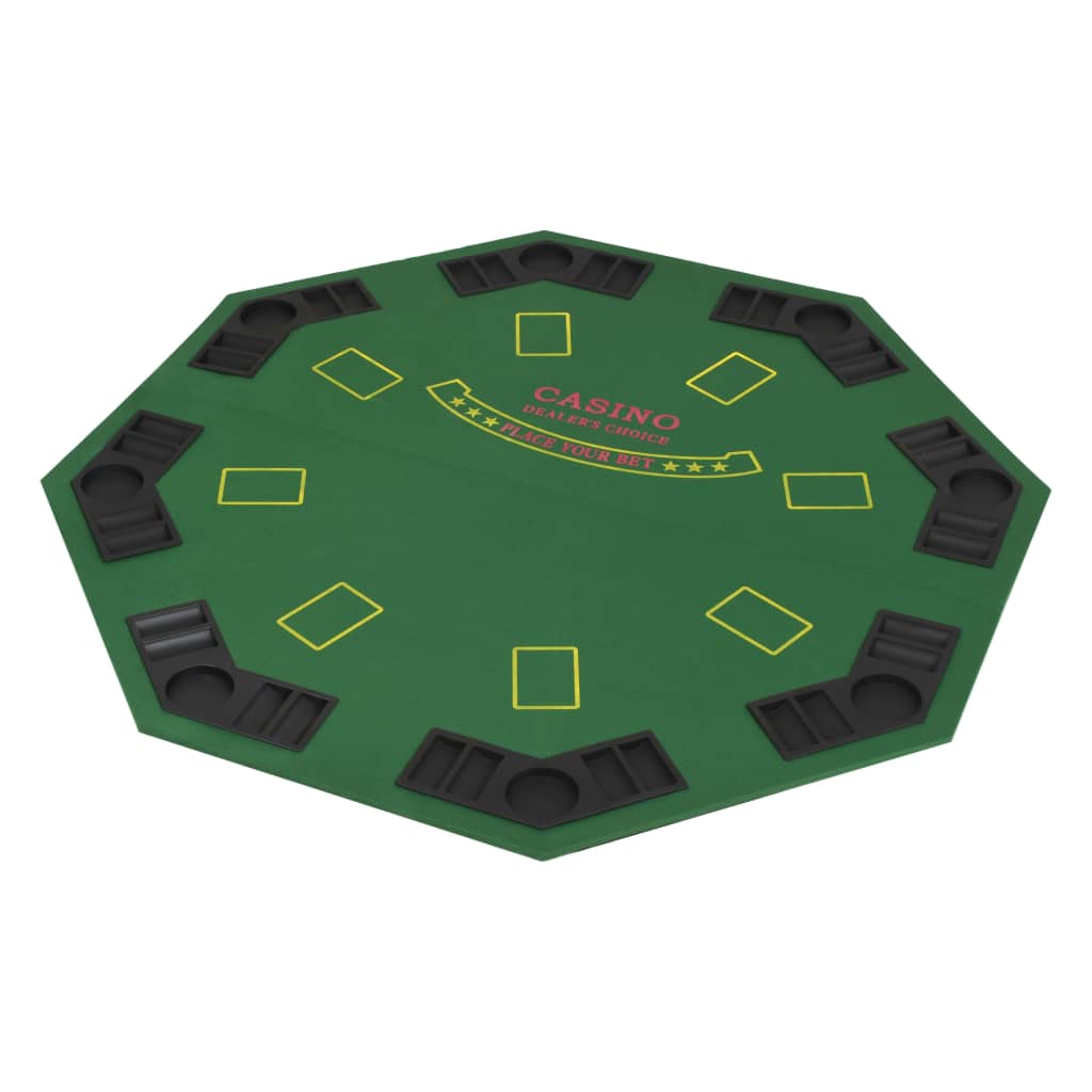 Masă poker pliabilă în două părți, 8 jucători, octogonal Verde