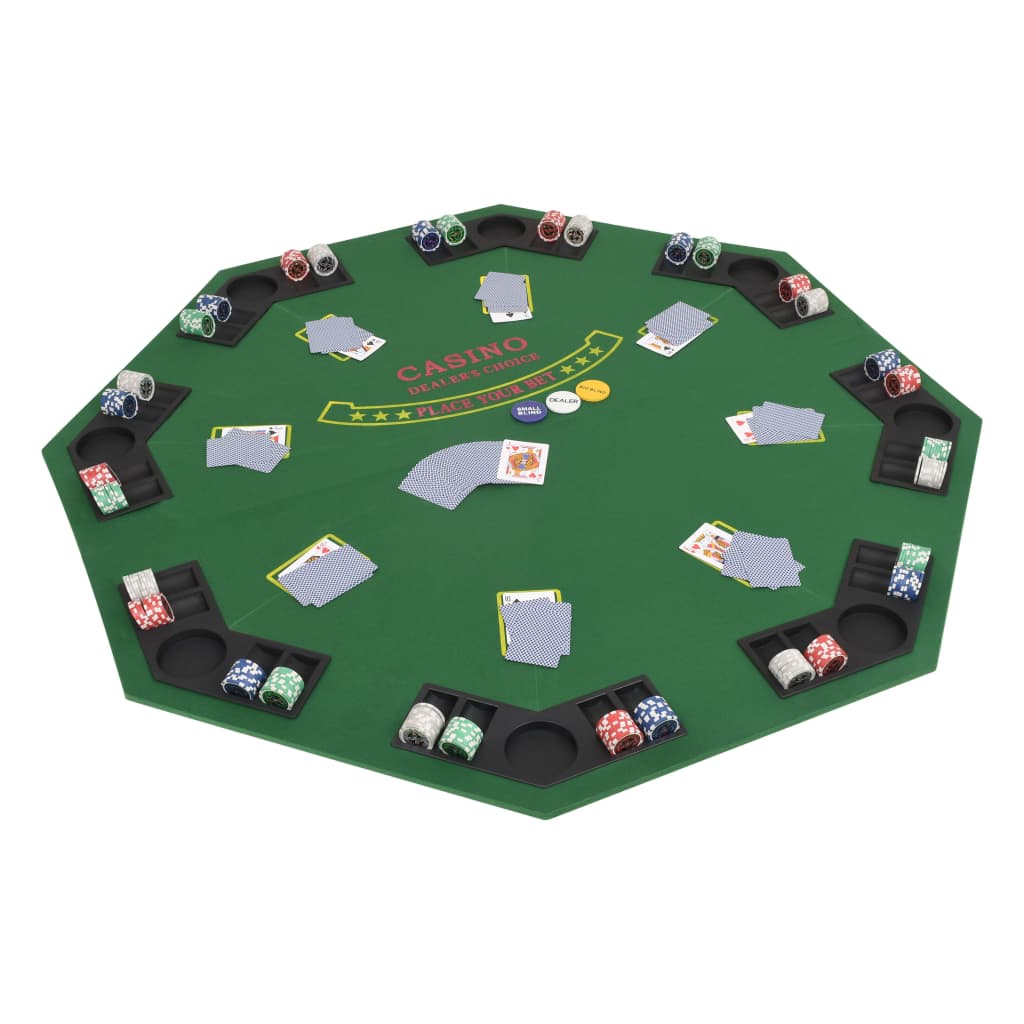 vidaXL Masă poker pliabilă în două părți, 8 jucători, octogonal Verde vidaxl.ro
