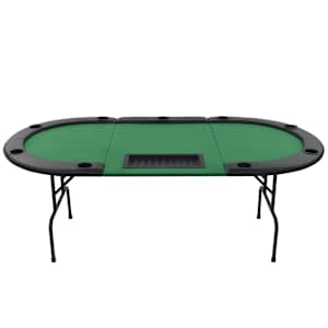 Skládací pokerový stůl pro 9 hráčů 3 díly oválný zelený - obrázek 3