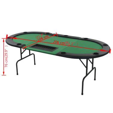 vidaXL Mesa de póquer dobrável em três 9 jogadores verde[7/8]