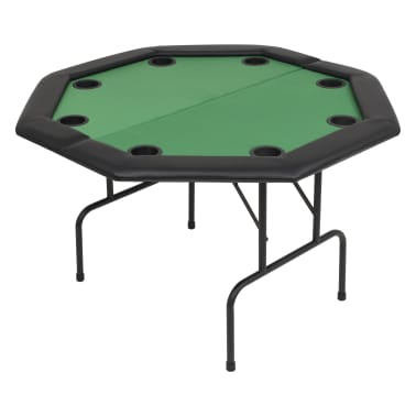 vidaXL Mesa de póquer dobrável em dois 8 jogadores octogonal verde[2/6]