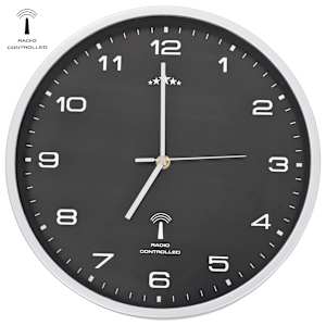 Rádiem řízené nástěnné hodiny se strojkem Quartz 31 cm černé - obrázek 1