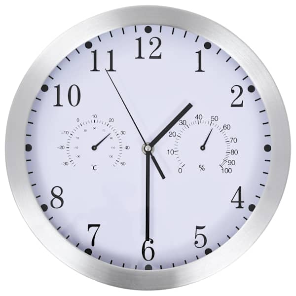 vidaXL seinakell, kvartsmehhanism, h&uuml;gro- ja termomeeter, 30 cm valge