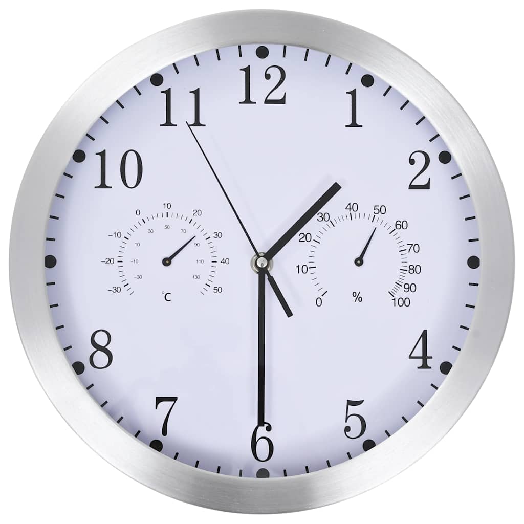 vidaXL Nástěnné hodiny strojek Quartz vlhkoměr a teploměr 30 cm bílé