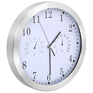 Nástěnné hodiny strojek Quartz vlhkoměr a teploměr 30 cm bílé - obrázek 3
