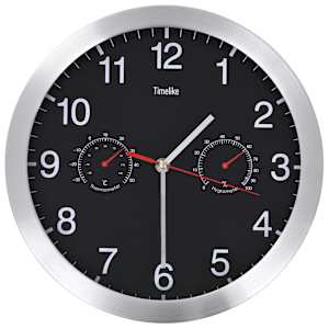 Nástěnné hodiny strojek Quartz vlhkoměr a teploměr 30 cm černé - obrázek 2