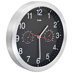 Nástěnné hodiny strojek Quartz vlhkoměr a teploměr 30 cm černé - obrázek 3