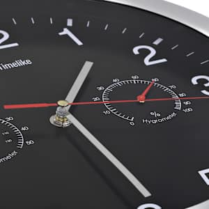 Nástěnné hodiny strojek Quartz vlhkoměr a teploměr 30 cm černé - obrázek 4