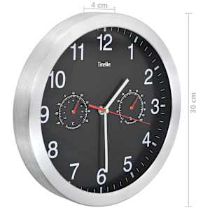 Nástěnné hodiny strojek Quartz vlhkoměr a teploměr 30 cm černé - obrázek 6