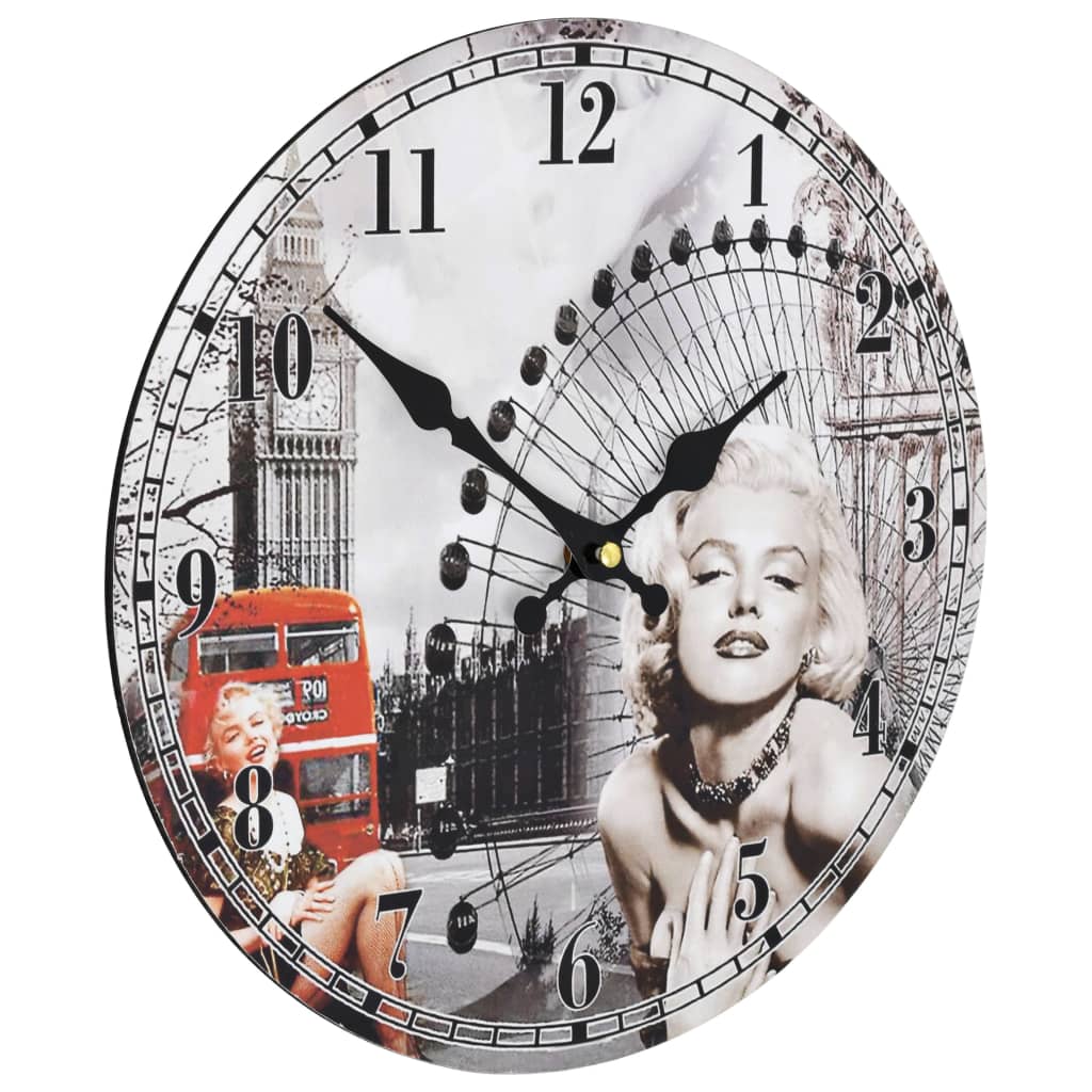 vidaXL Orologio da Parete Vintage Marilyn Monroe 30 cm