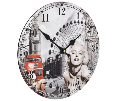 vidaXL Orologio da Parete Vintage Marilyn Monroe 30 cm