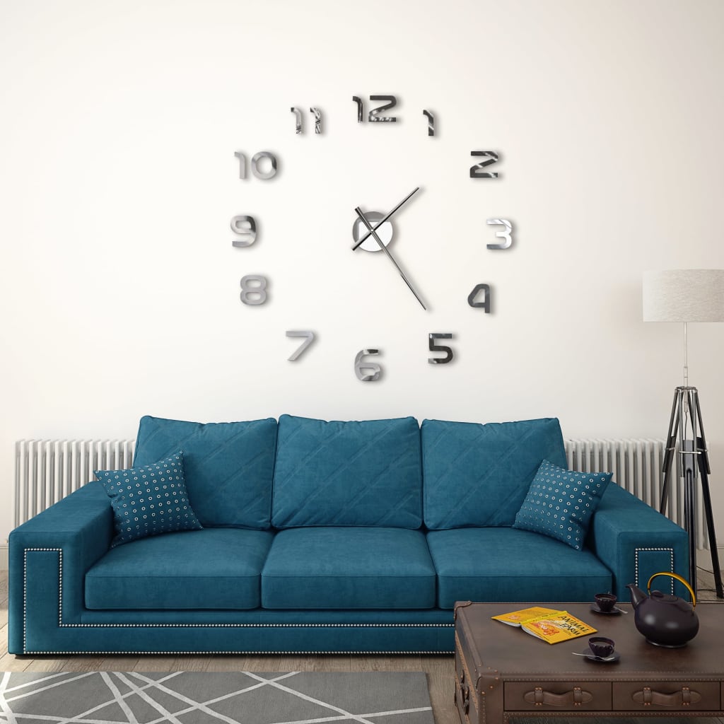 vidaXL Horloge murale 3D Design moderne 100 cm XXL Argenté