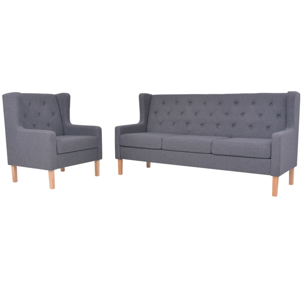 vidaXL 2-tlg. Sofa-Set Stoff Grau