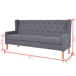 Sedací souprava 3 kusy textil šedá - obrázek 14