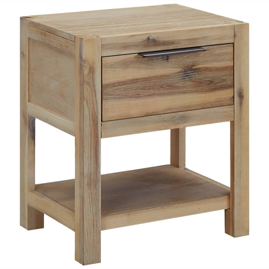 1/2x Solid Wood Acacia Nightstand with Drawer Bedside End Table Cabinet vidaXL