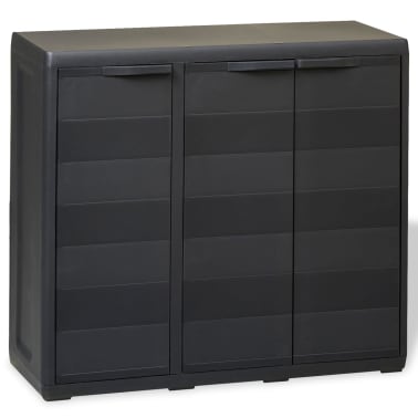 Vidaxl Garden Storage Cabinet With 2 Shelves Black Vidaxl Com