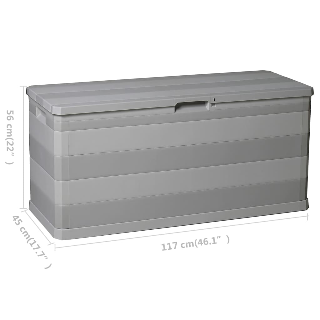  Záhradný úložný box sivý 117x45x56 cm