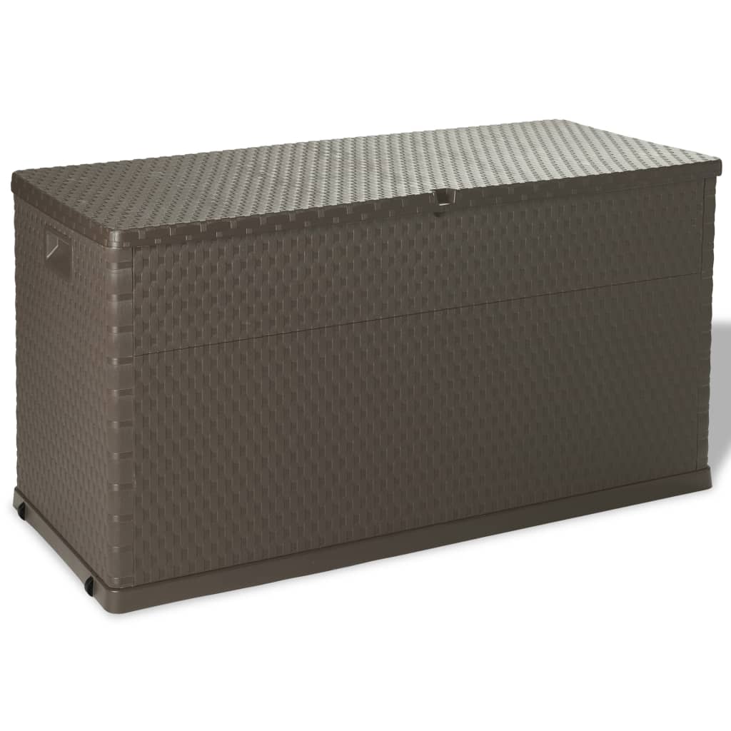 Barna PP rattan kerti tárolóláda 120 x 56 x 63 cm 