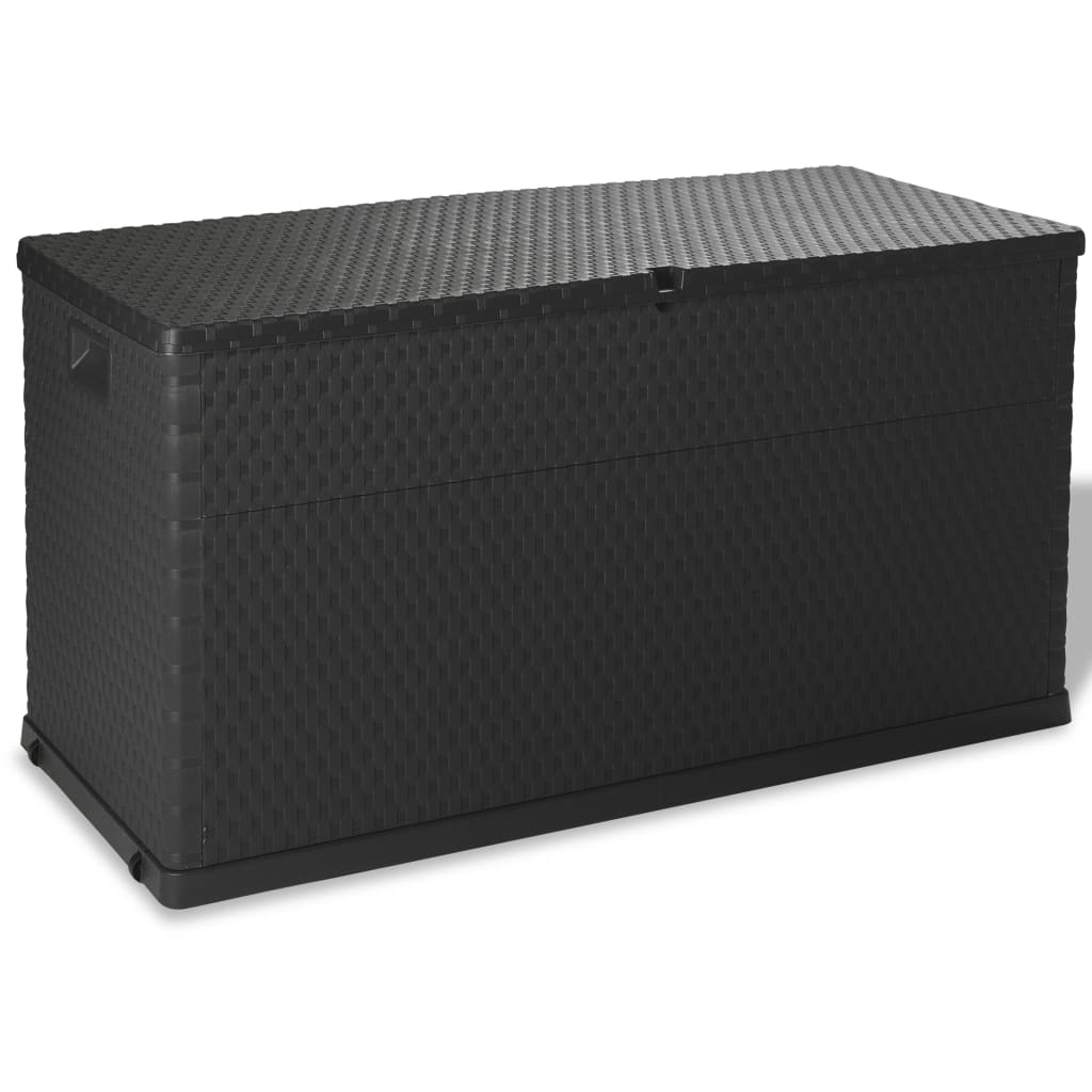 Antracitszürke PP rattan kerti tárolóláda 120 x 56 x 63 cm 