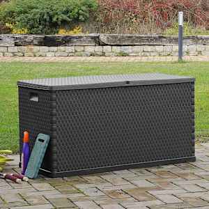 Zahradní úložný box antracitový 120 x 56 x 63 cm PP ratan - obrázek 4