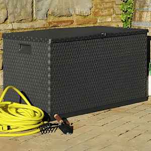 Zahradní úložný box antracitový 120 x 56 x 63 cm PP ratan - obrázek 5