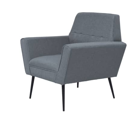 vidaXL アームチェア ライトグレー スチール＆布製