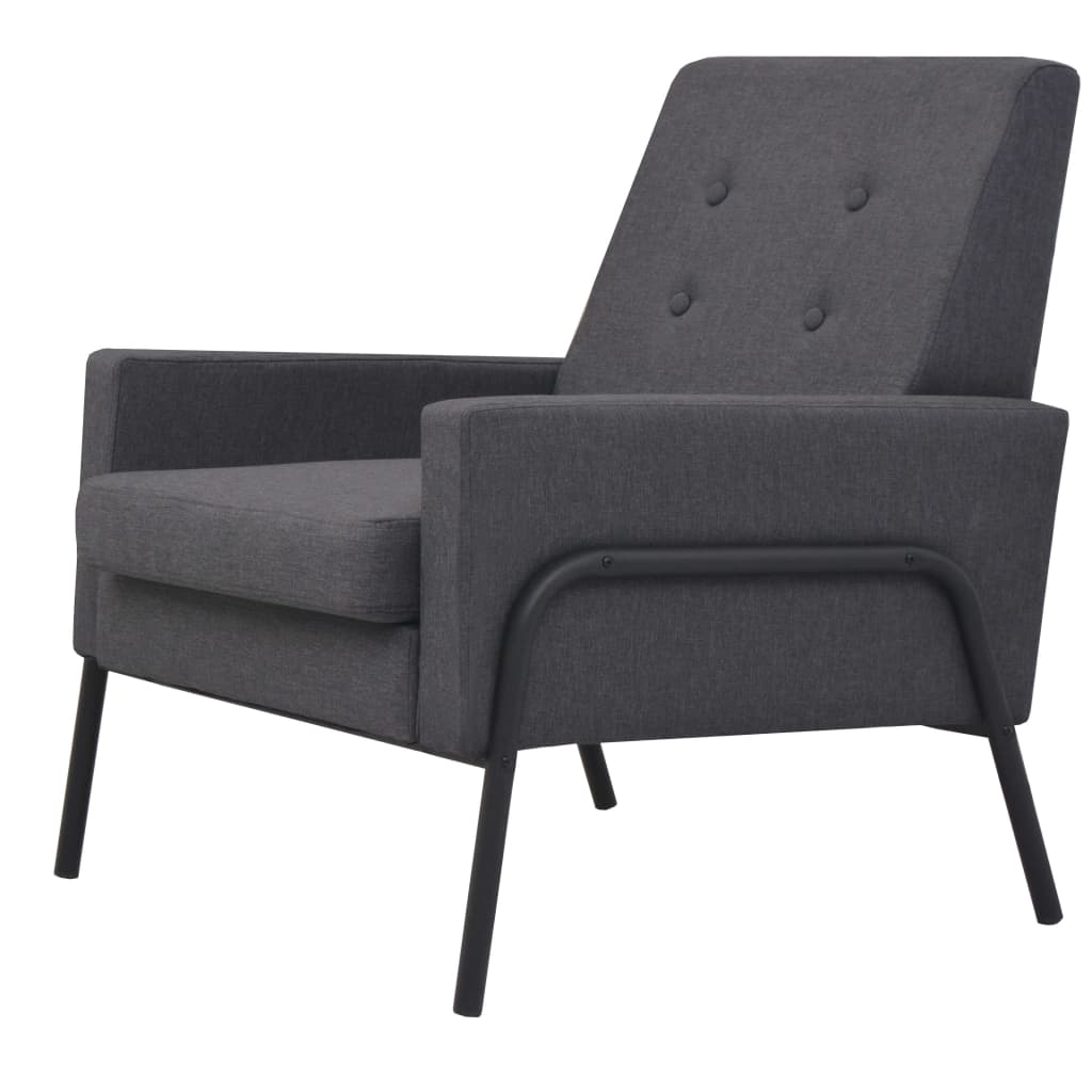 vidaXL Fauteuil Gris foncé Acier et tissu