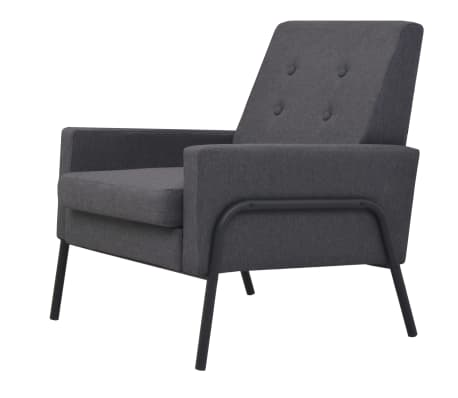 vidaXL Fauteuil Gris foncé Acier et tissu