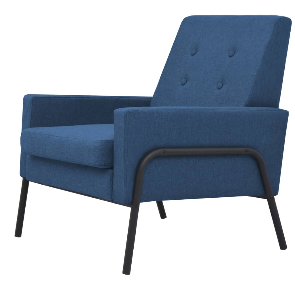 vidaXL atpūtas krēsls, zils, tērauds un audums