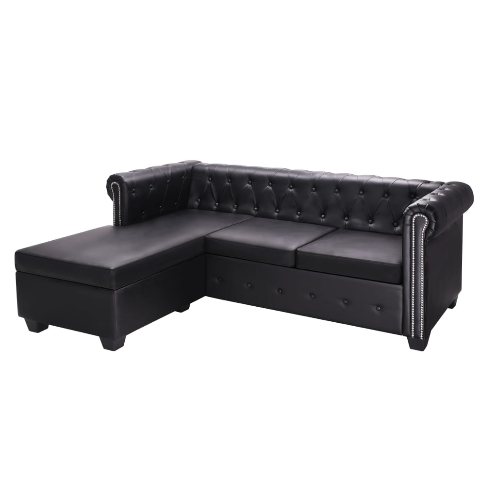 vidaXL Chesterfield-Sofa L-Form Kunstleder Schwarz