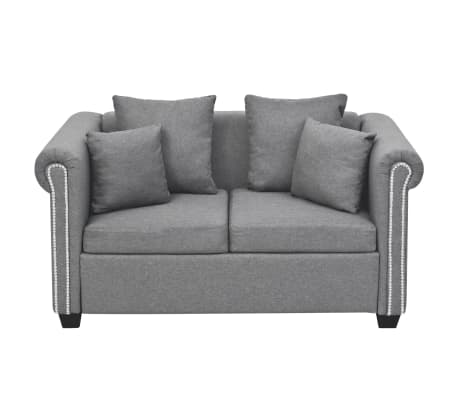 vidaXL Двуместен диван, текстил, 143x75x73 см, светлосив