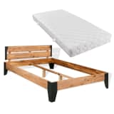 vidaXL Bett mit Matratze Akazienholz Massiv Stahl 180x200cm