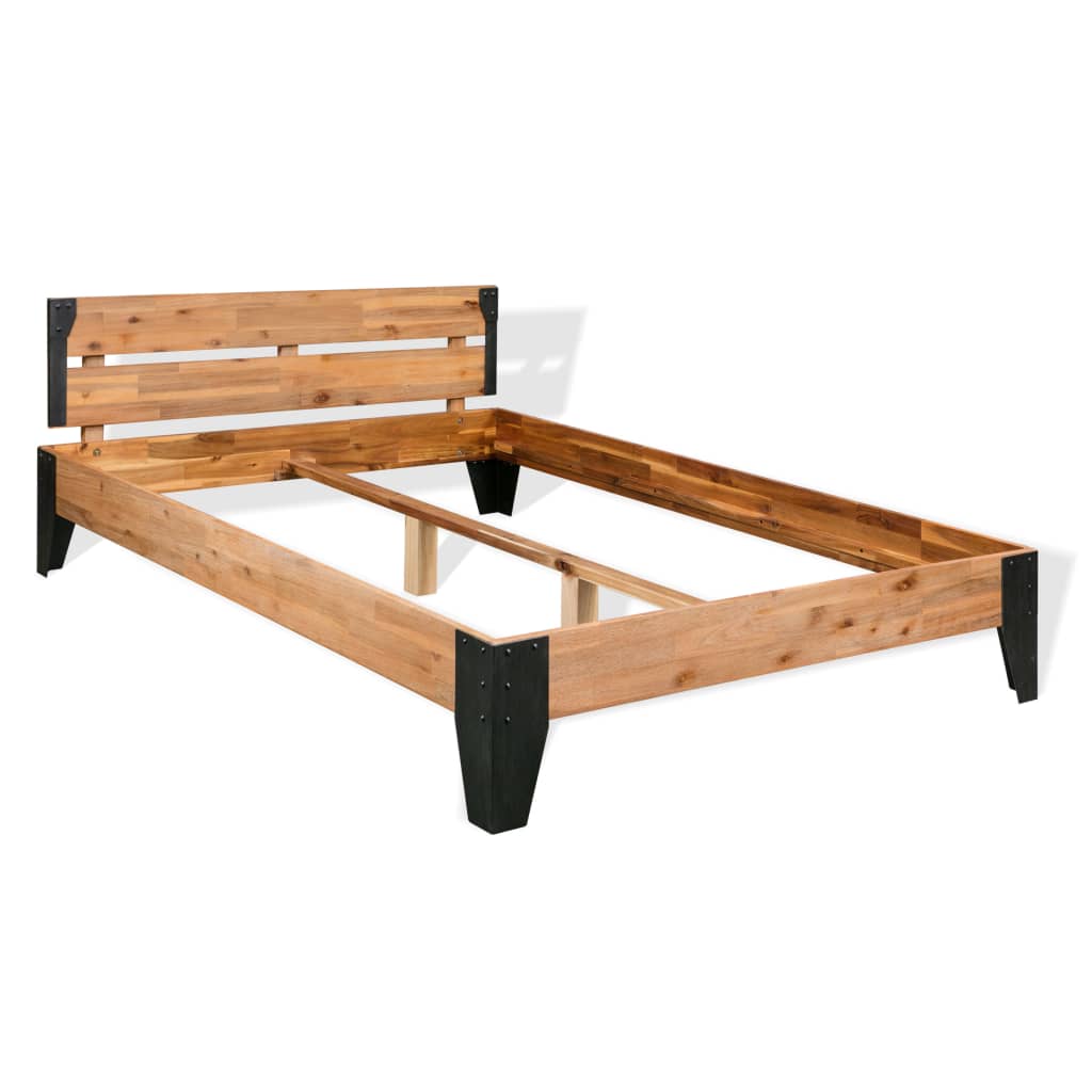 

vidaXL Bed met traagschuim matras 180x200 cm massief acaciahout staal