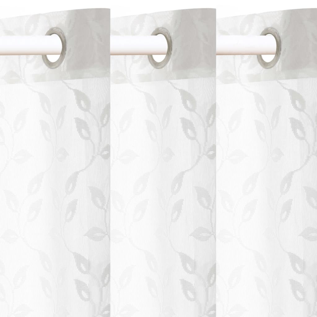 vidaXL Zvlněné pletené průsvitné záclony 2 ks 140 x 225 cm bílé listy
