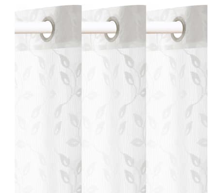 vidaXL Rideaux transparents tricotés 2 pcs 140 x 225 cm Feuilles Blanc