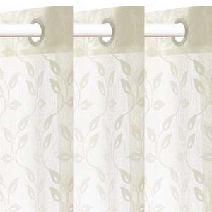 vidaXL Gardinen 2 Stk. Gewirke 140 x 225 cm Blattmotiv Cremefarben