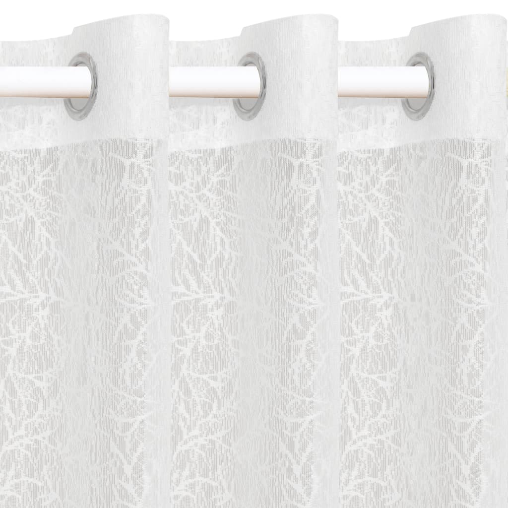 vidaXL Visillo de tricot 2 piezas diseño de ramas blanco 140x175 cm