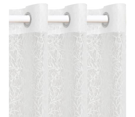 vidaXL Rideaux transparents tricotés 2 pcs 140 x 175 cm Branches Blanc