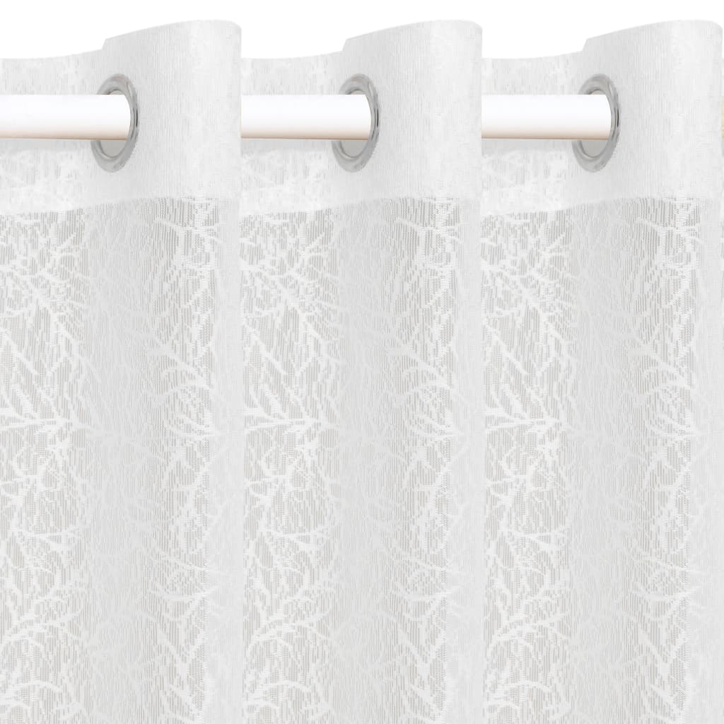 vidaXL Rideaux transparents tricotés 2 pcs 140 x 245 cm Branches Blanc