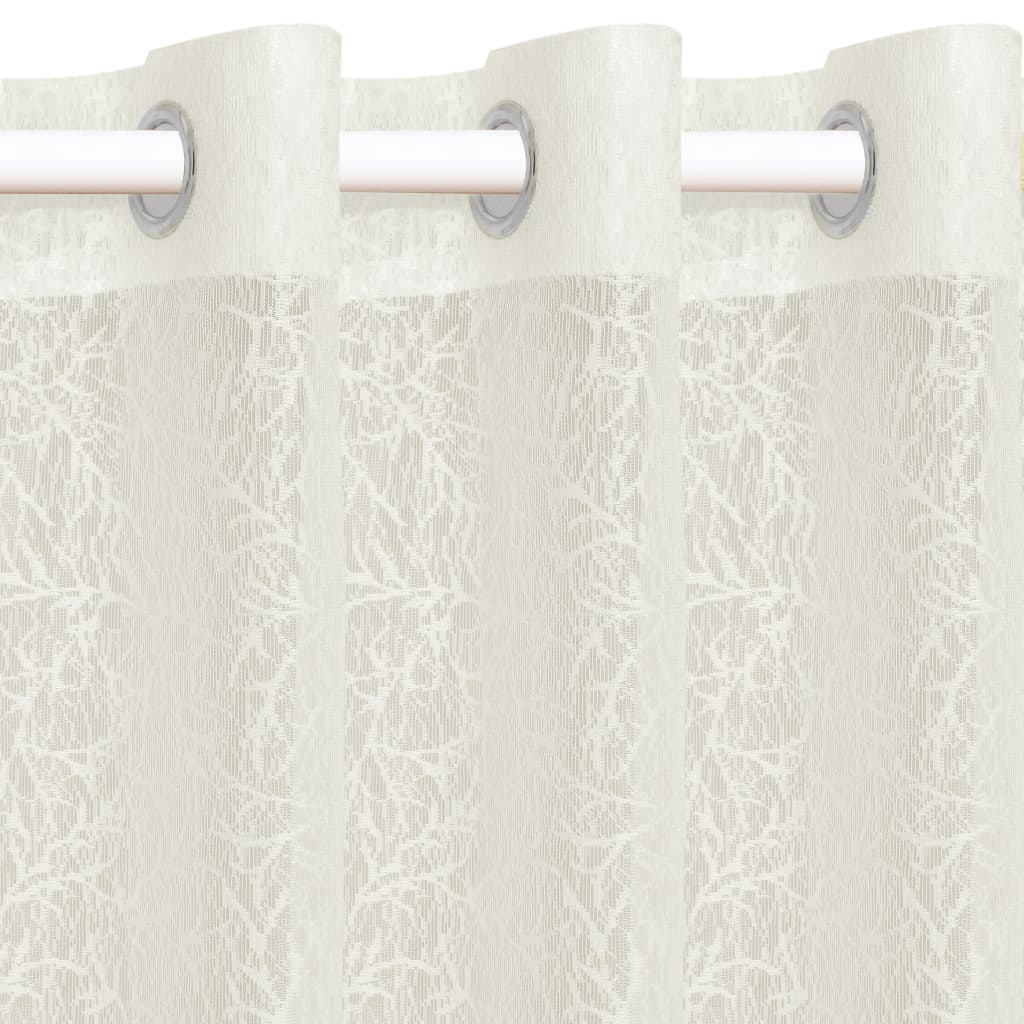 vidaXL Rideaux transparents tricotés 2 pcs 140 x 225 cm Branches Crème