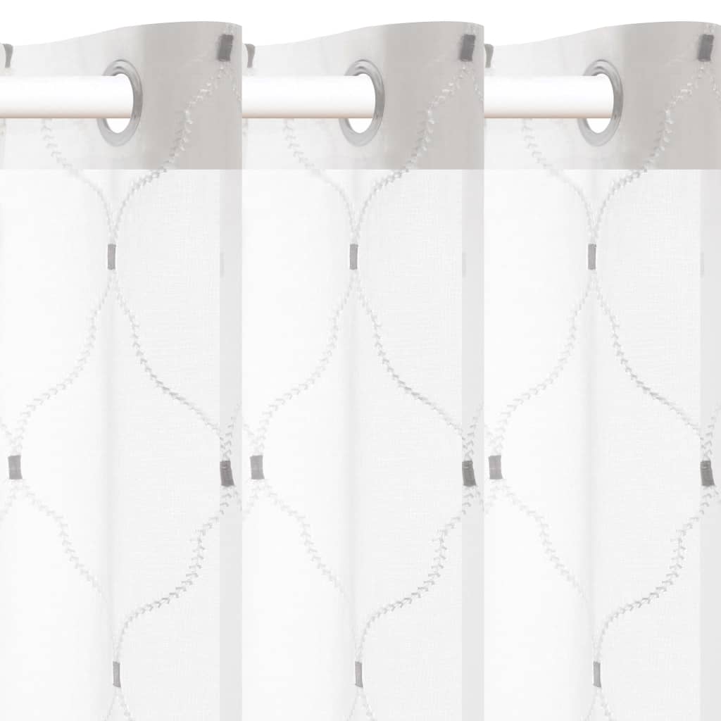 vidaXL tikitud õhukesed kardinad, 2 tk 140 x 175 cm, valge